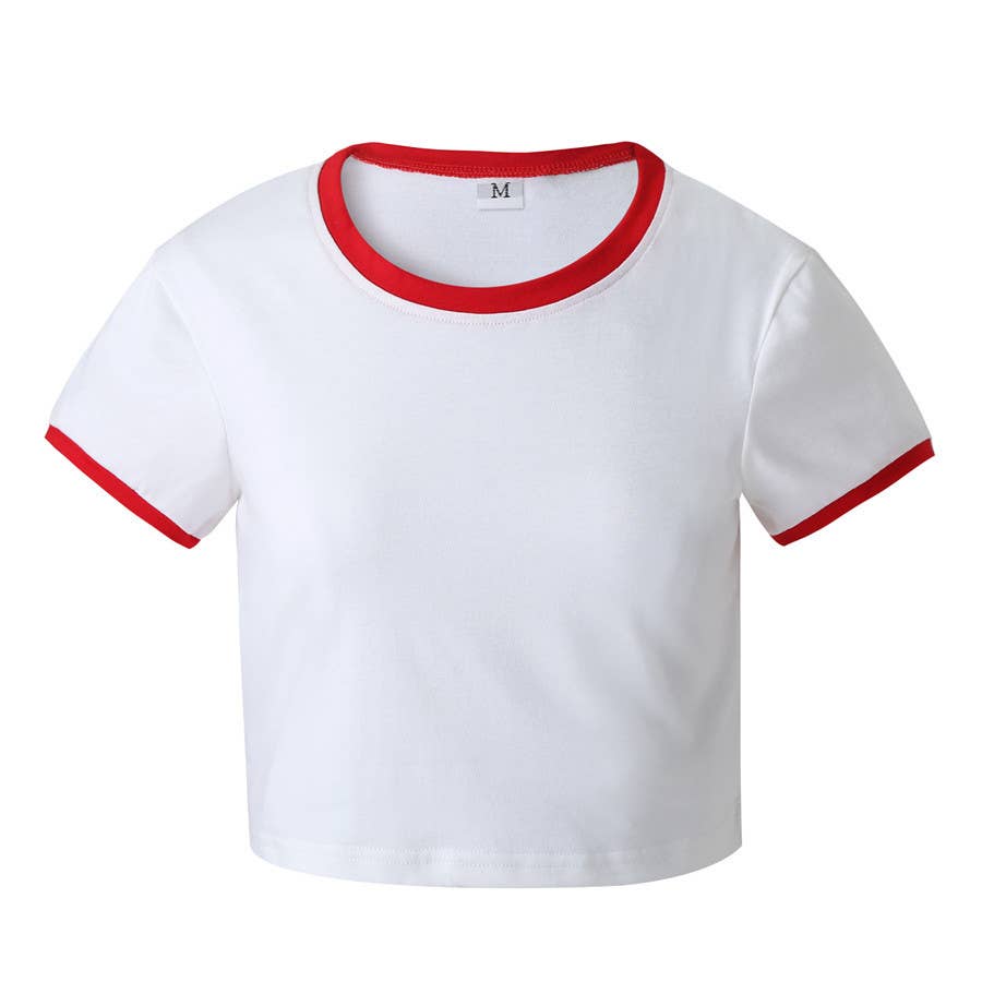 Basic crew neck slim fit solid color T-shirt