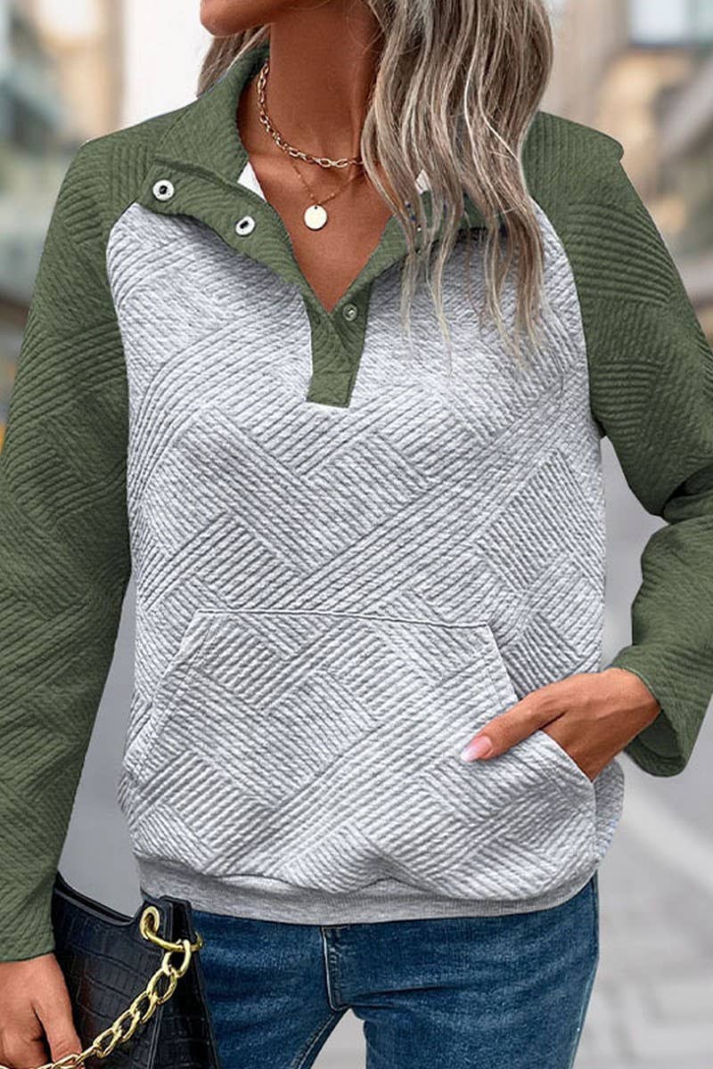 CWTBLL1248_STAND COLLAR CONTRAST COLOR STITCHING SWEATSHIRT