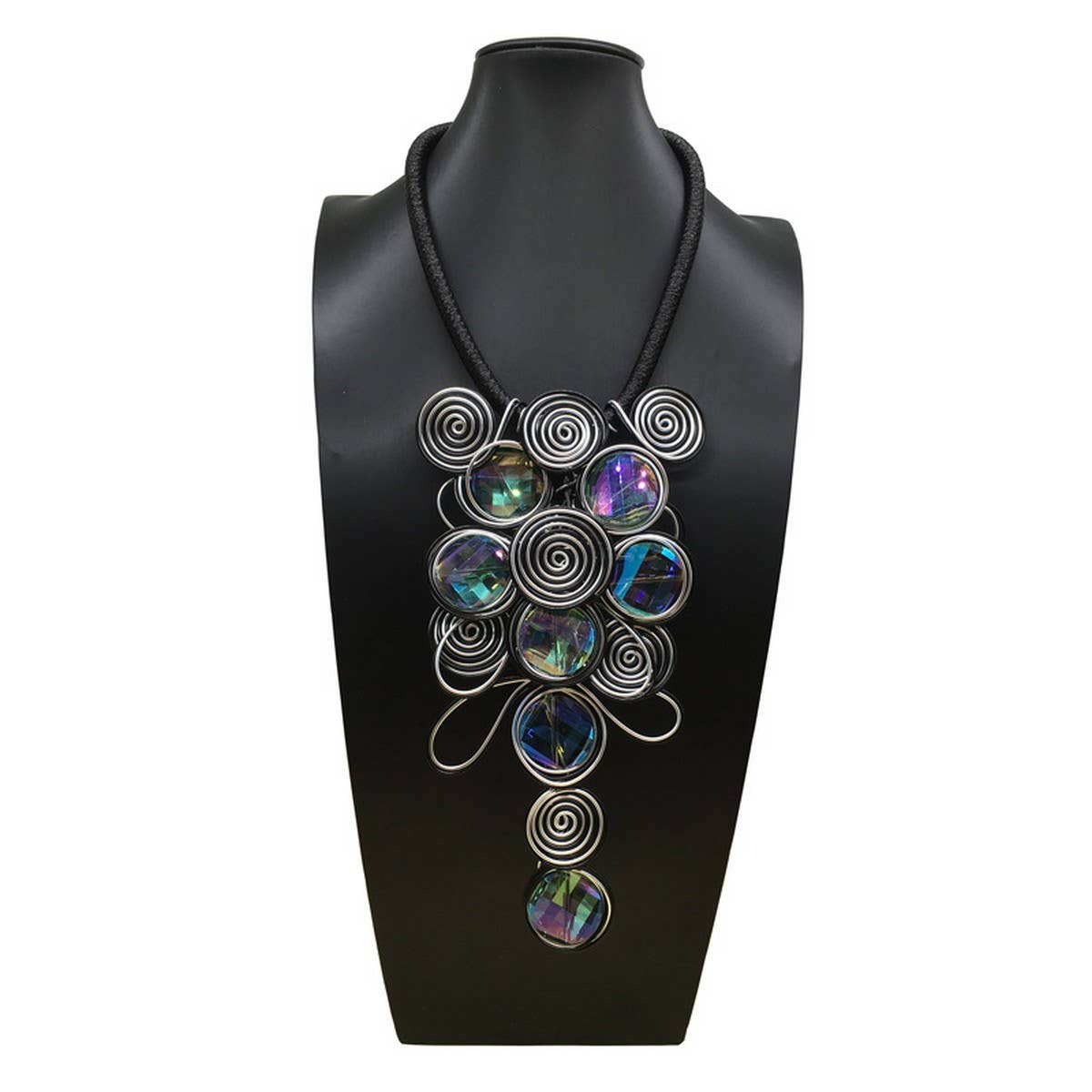 CRYSTAL ALUMINUM WIRE NECKLACE EARRING SET