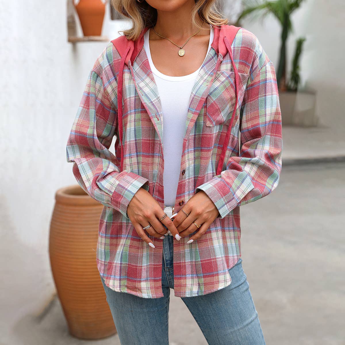 CASUAL FASHION OVERSIZE PLAID SHIRT