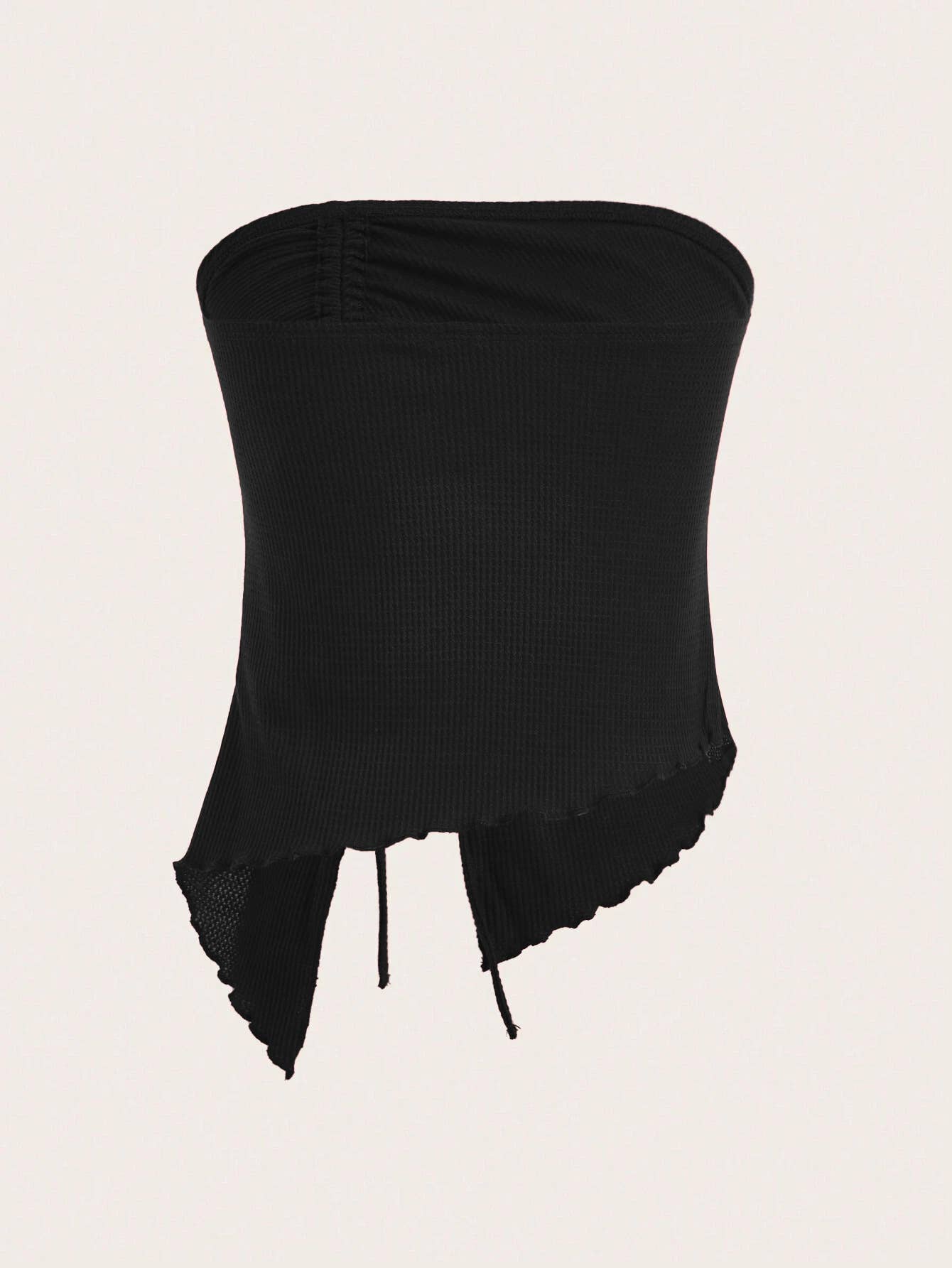 DRAWSTRING SPLIT IRREGULAR WAFFLE TOP