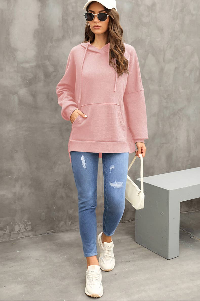 CASUAL TEXTURED HOODIE WITH LARGE POCKET HOODIE
