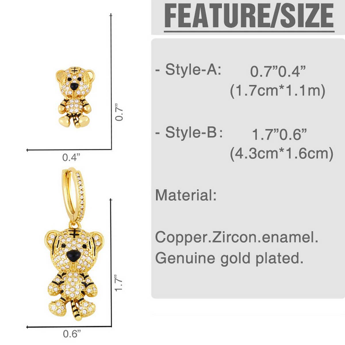 DIAMOND STUDDED TIGER EARRINGS