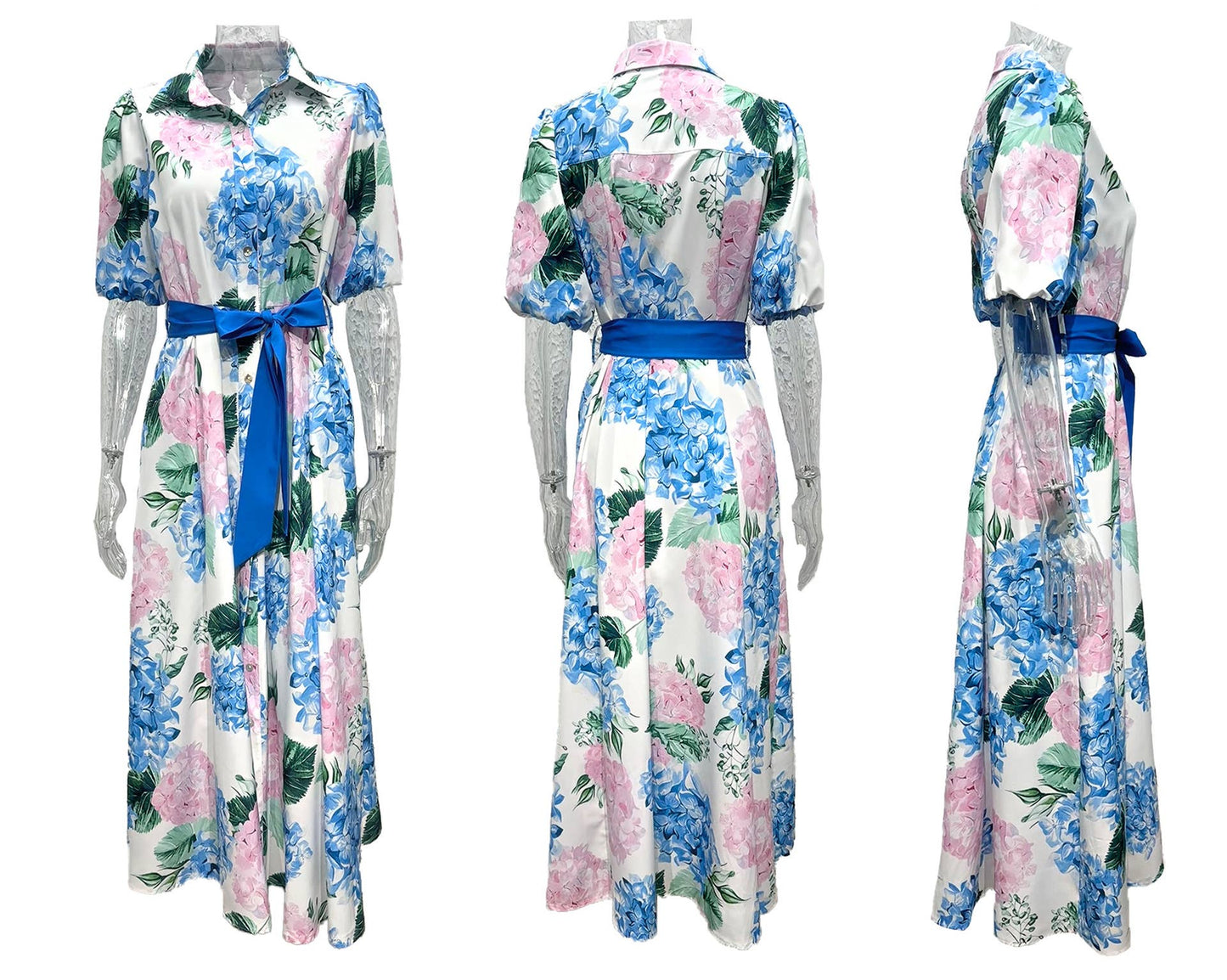 BOHO PRINT SHORT SLEEVE BELT A-LINE DRESS