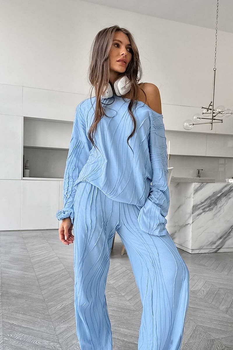 CWSPJ0277_LONG-SLEEVED AND LONG-PANTS PAJAMAS TWO-PIECE SET