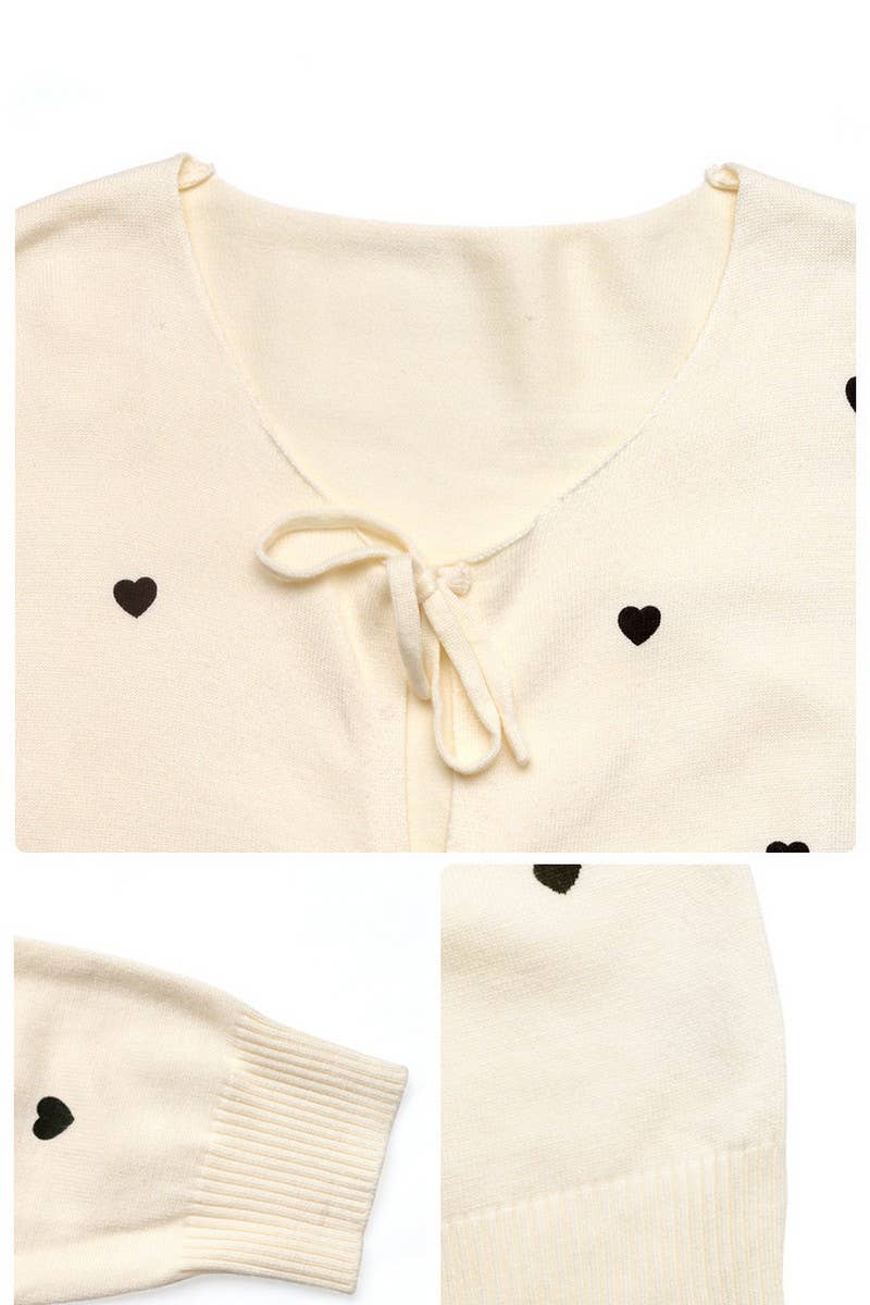 CWOCAL00586_CUTE HEART V-NECK TIE FRONT CARDIGAN SWEATER