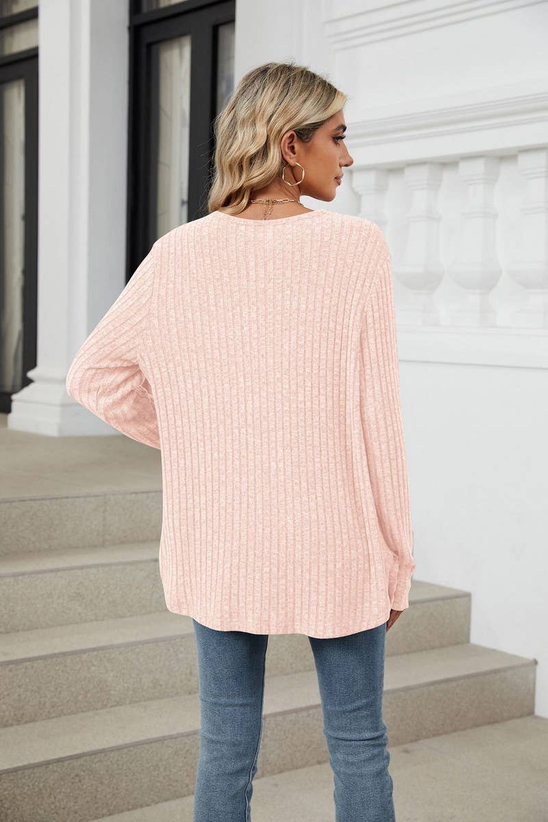 CWOCAL00864_SOLID BUTTON LONG SLEEVE CASUAL CARDIGAN