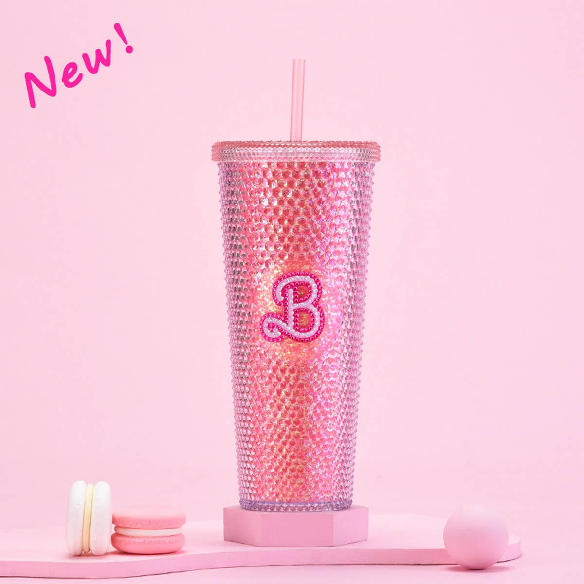DOUBLE LAYER PORTABLE PLASTIC STRAW DIAMOND CUP