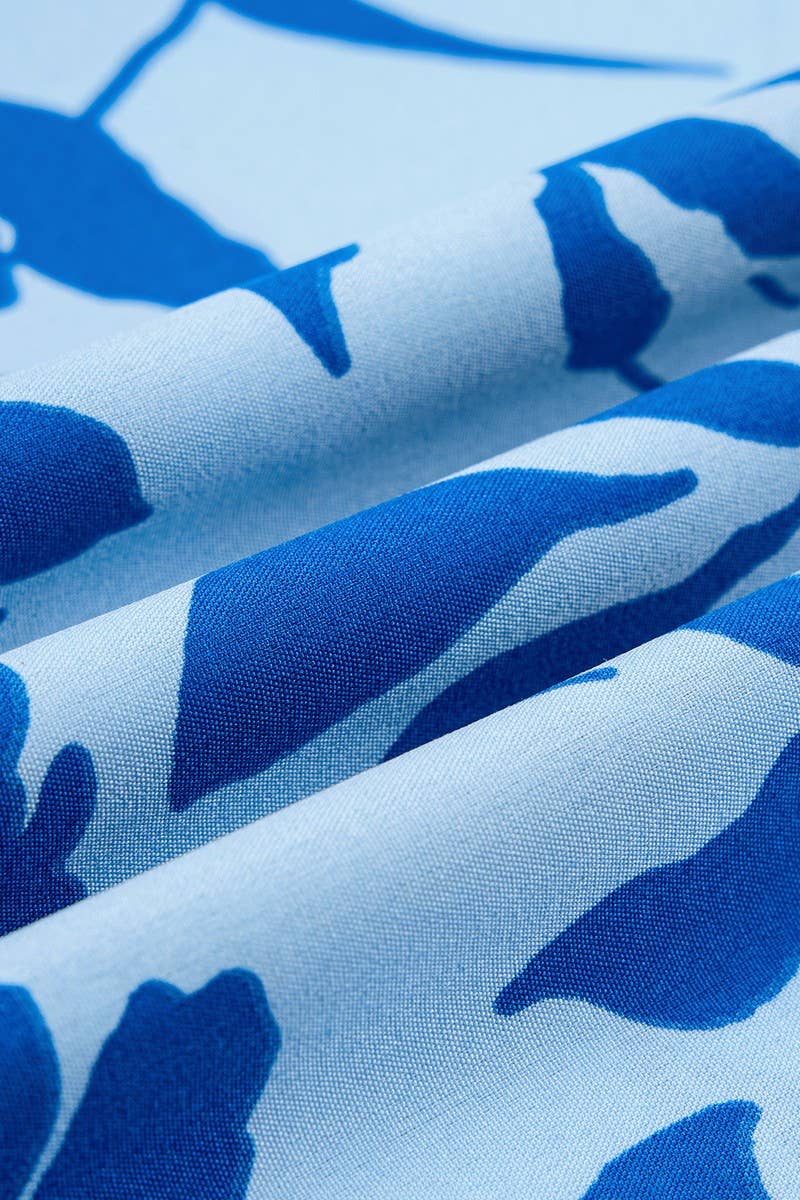 CWBMS0432_FLORAL RUCHED CASUAL SUMMER MIDI SKIRT