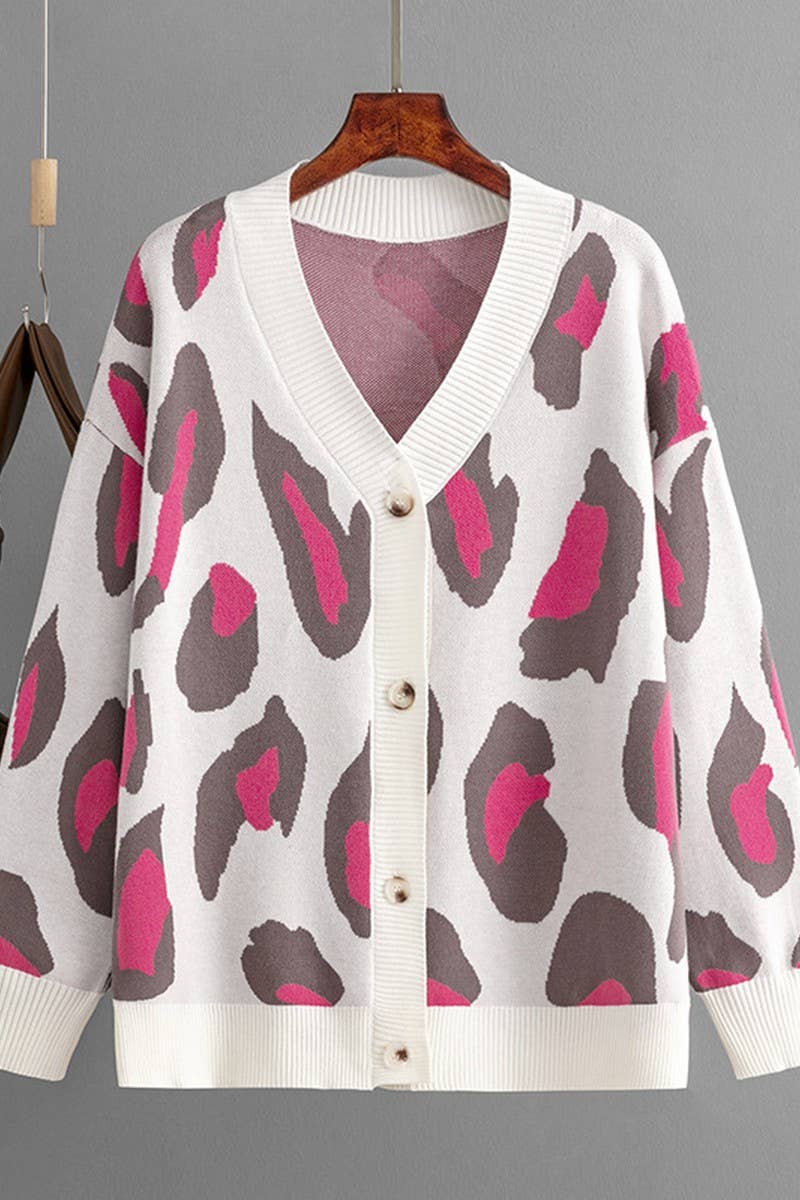 CWOCAL00667_COLORFUL LEOPARD JACQUARD LOOSE CARDIGAN