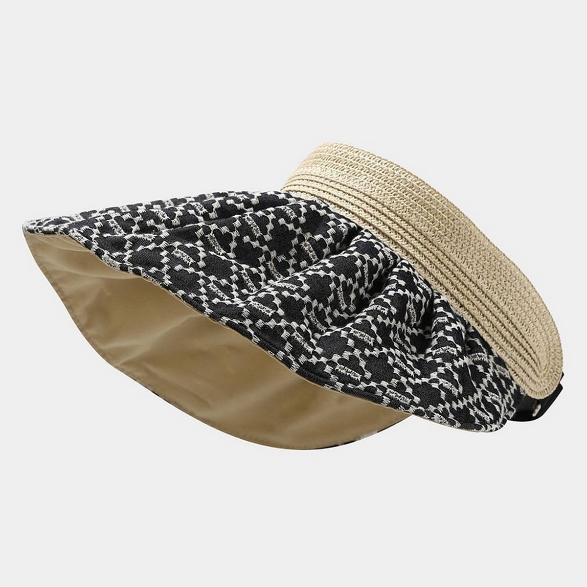 Summer Straw Reversible Visor Hat-Wide Brim Cap_CWAH3298