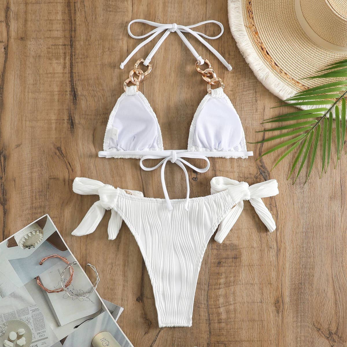 WOMEN SWIMSUIT METAL CHAIN BIKINI