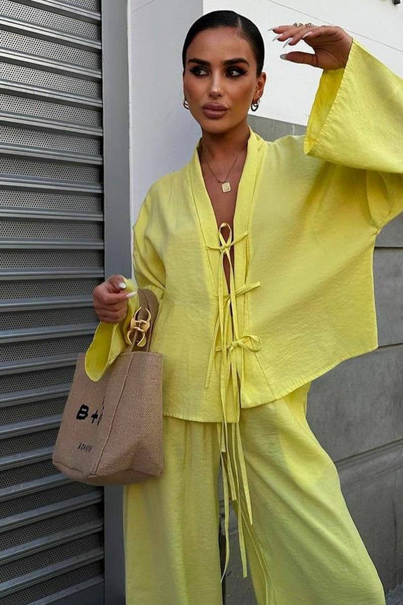 CWSTB1164_CASUAL SOLID COLOR SHIRT AND PANTS SET