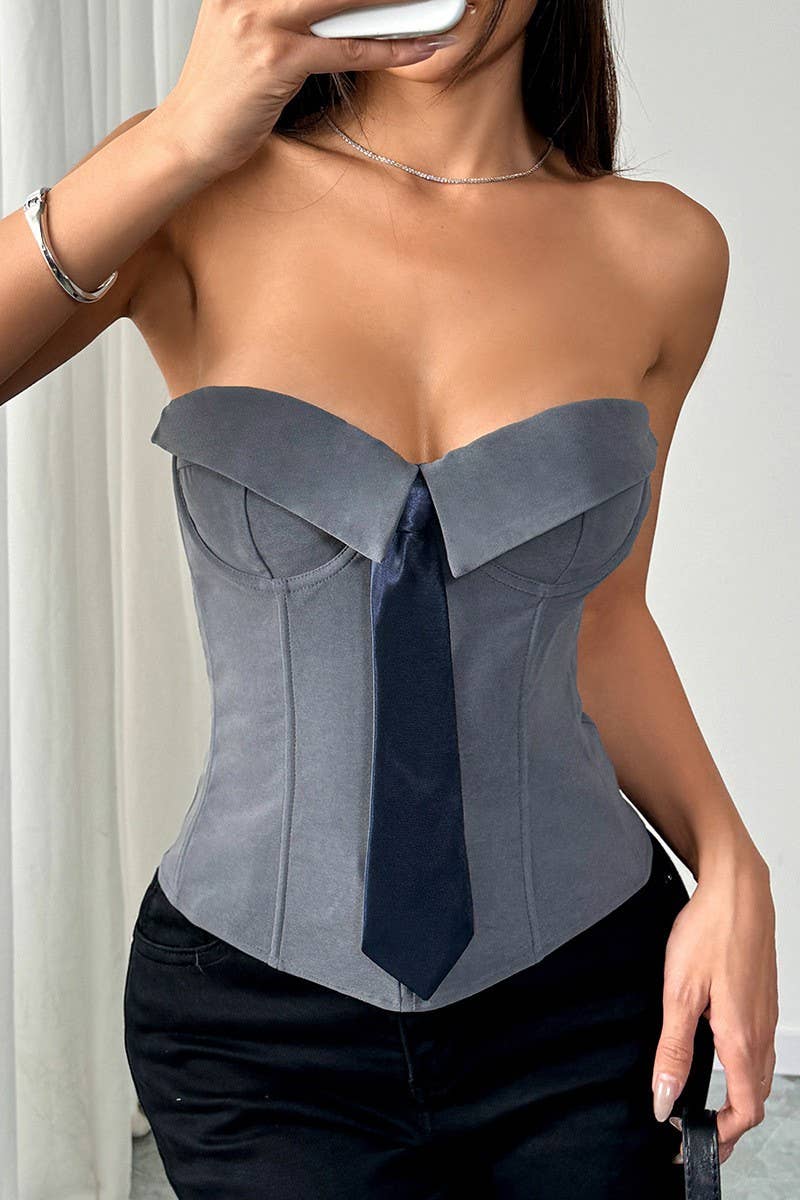 CWTTT0037_TIE CHEST WRAPPED SOLID COLOR SMALL VEST TOP