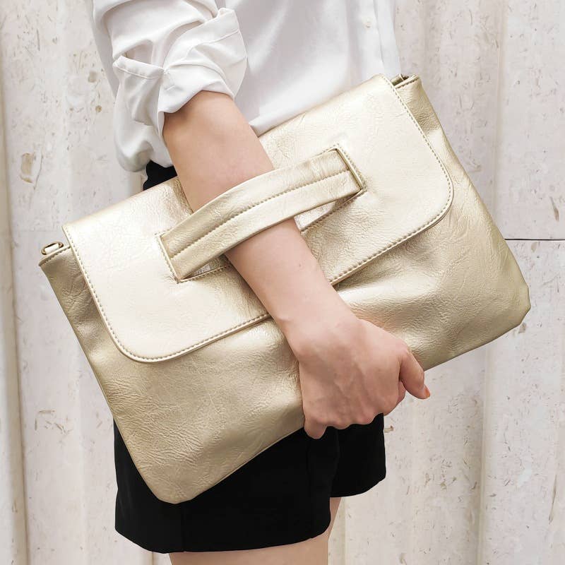 PU crossbody strap large-capacity clutch