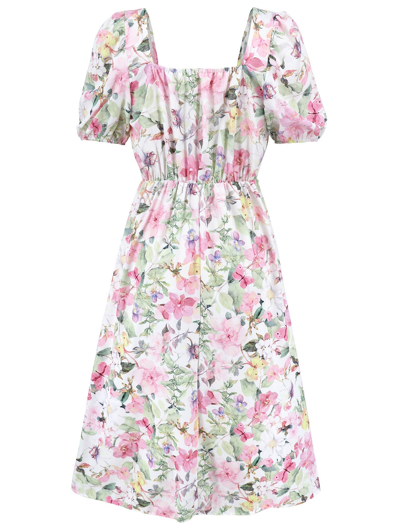 Floral Elegant Lantern Sleeve Dress
