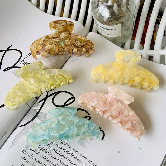 Colorful Floral Acetate Hair Claw, Large Chic Clip
