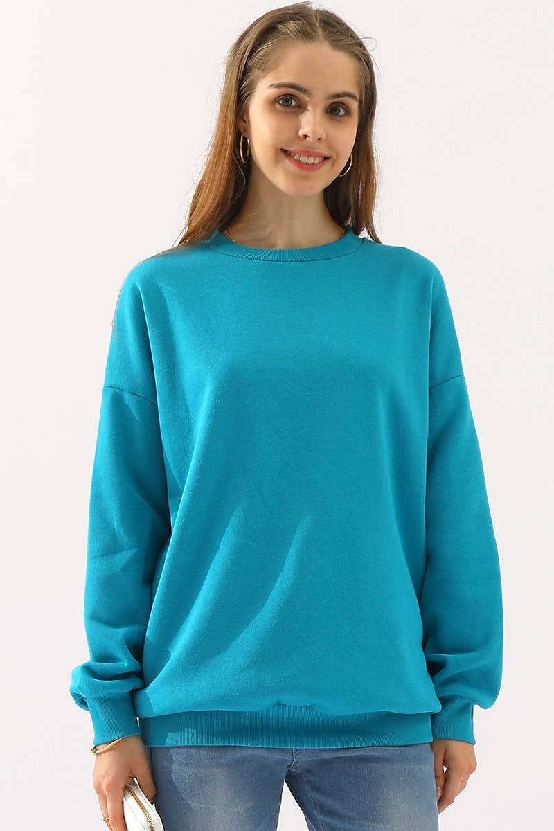 CWTTL902_CREW NECK LONG SLEEVE PULLOVER SWEATSHIRT TOPS