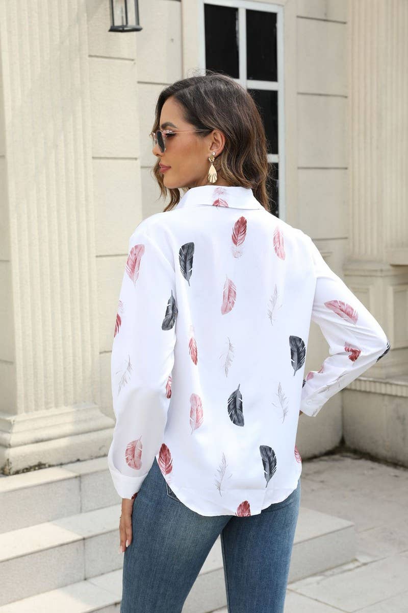 CWTBLL0702_Button Down Casual Long Sleeve Print Top