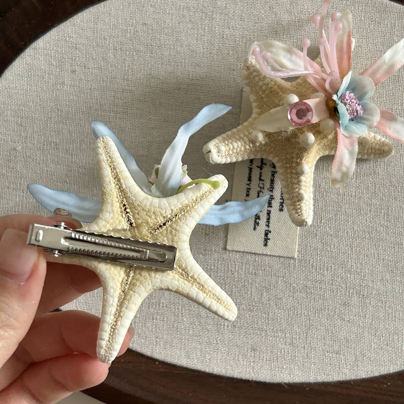 Shell starfish grabber beach hair accessory