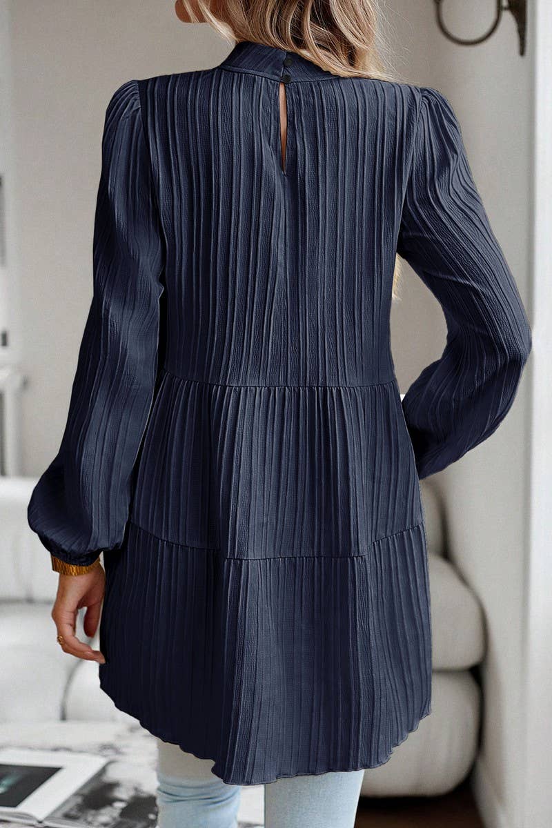 CWTBLL2768_HALF TURTLENECK WAVY LONG SLEEVE TOP