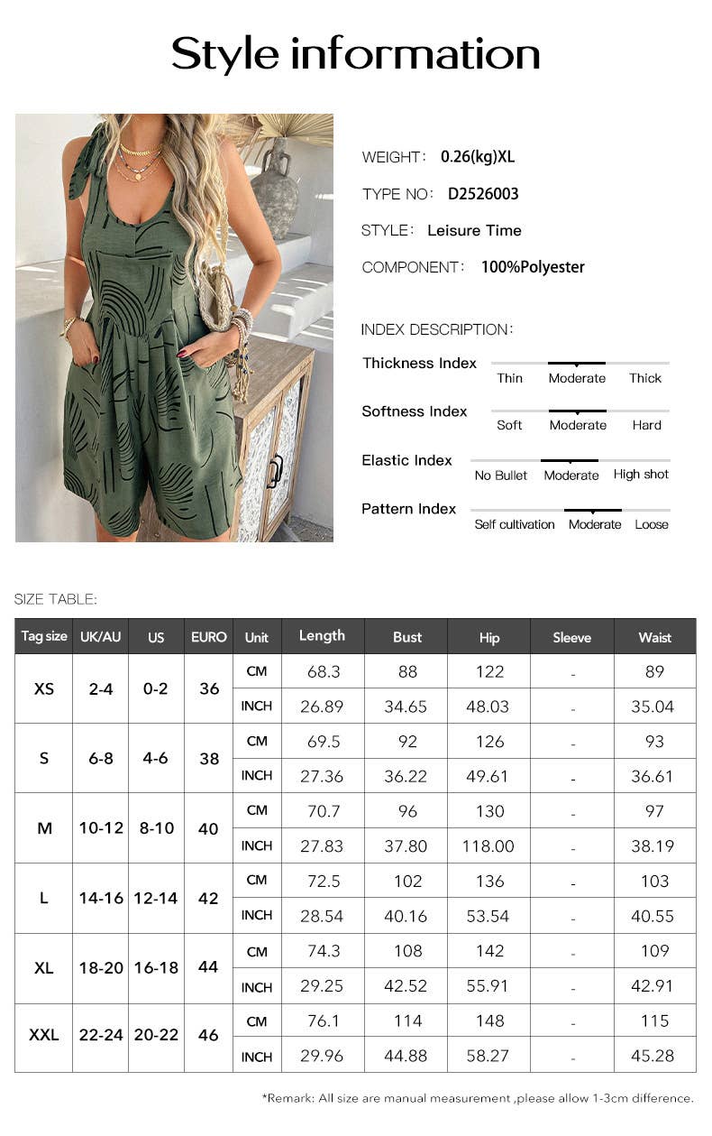 Casual boho print halter loose casual romper