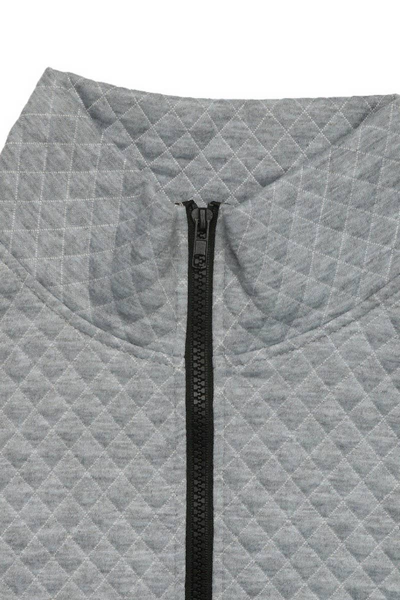 CWTBLL2309_WAFFLE V-NECK ZIP UP HALFOPEN PULLOVER SWEATSHIRT