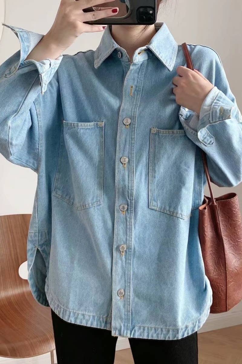 CWTSTL2069_FALL CASUAL DENIM LONG-SLEEVED SHIRT JACKET