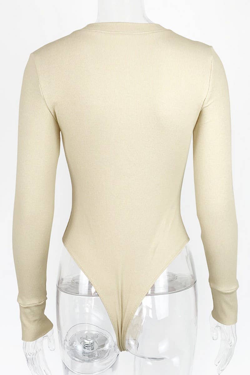 CWSJS1372_NEW SPRING SEXY RIBBED LONG SLEEVE BODYSUIT