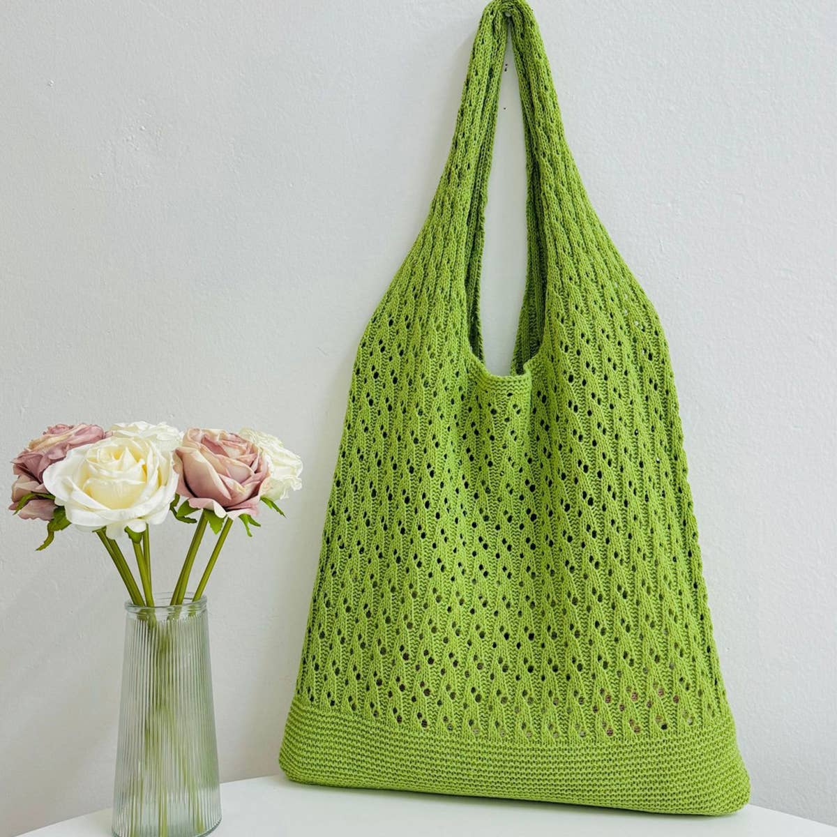 CWAB5065_KNITTED OPENWORK WOVEN SHOULDER BAG