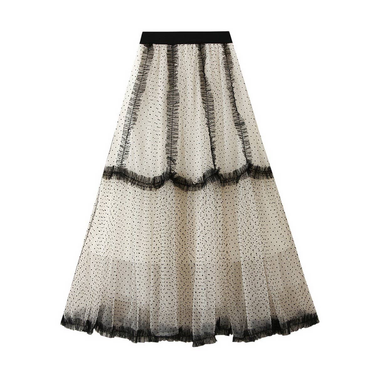 HEAVY MESH SKIRT POLKA DOT A-LINE CAKE LONG SKIRT