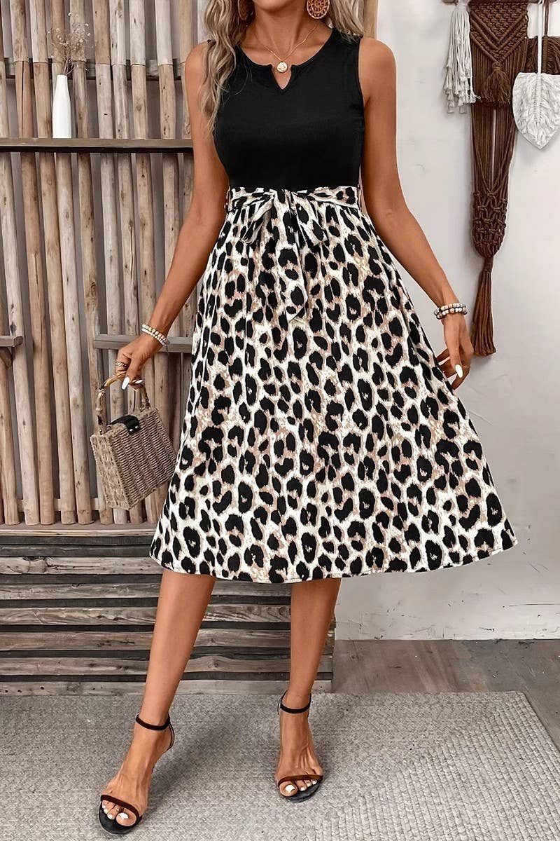 CWDHL1081_SUMMER ELEGANT CONTRAST COLOR STITCHING DRESS