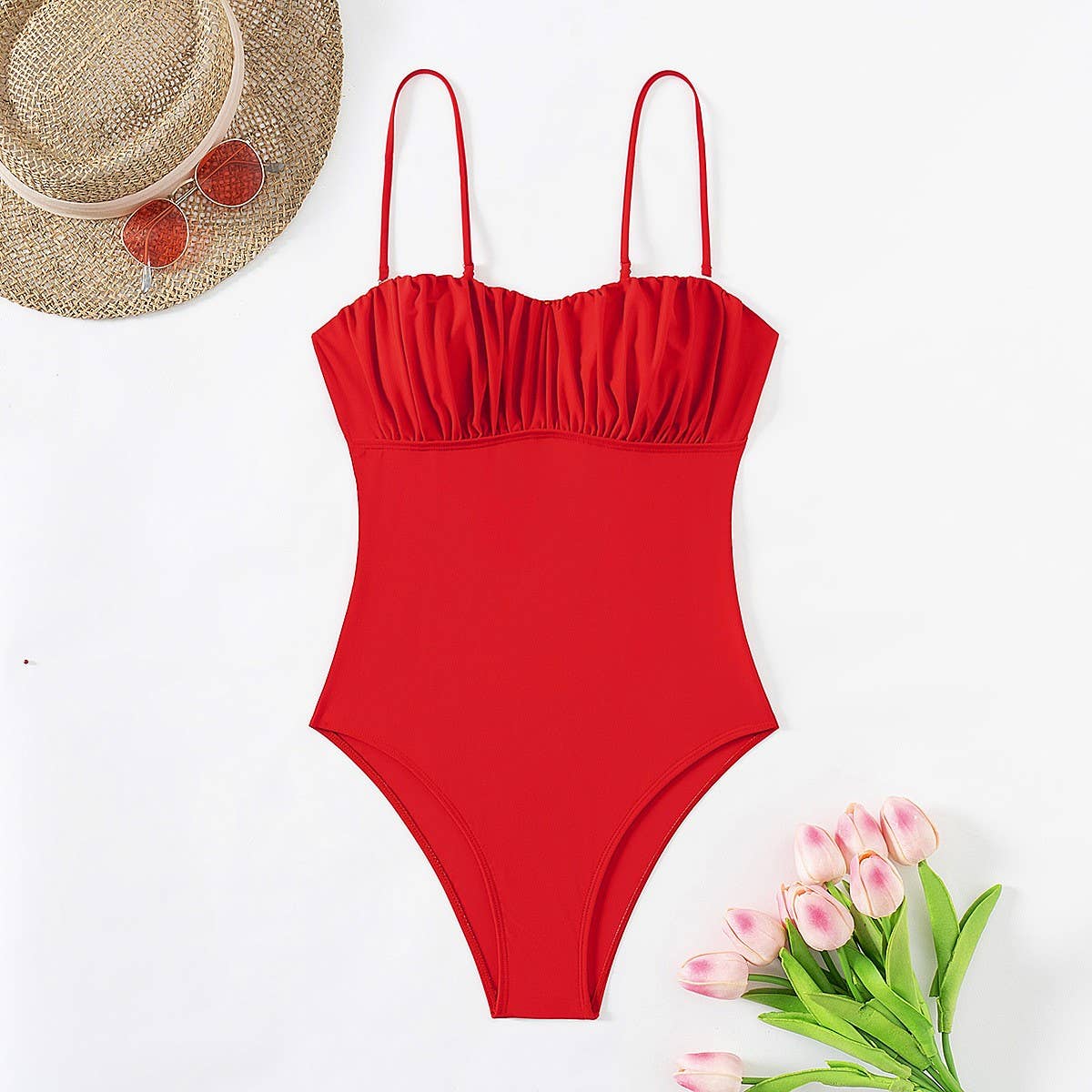 WOMEN'S ONE PIECE SUSPENDER BIKINI SWIMSUIT