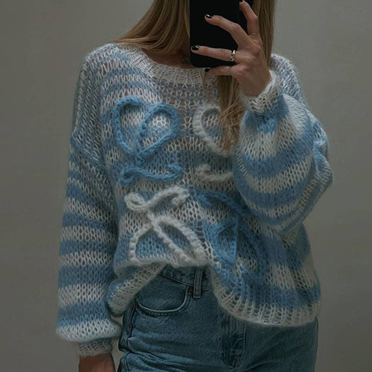 All-in-one crew neck pullover sweater for women