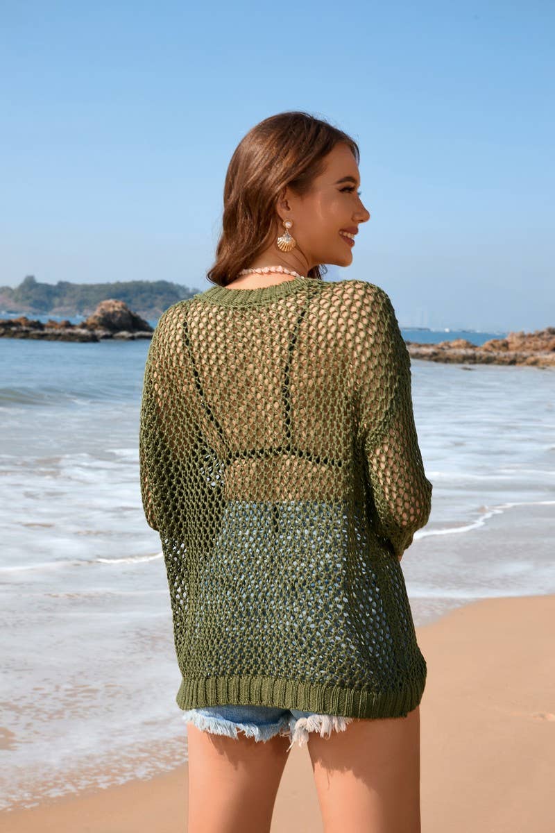 CREWNECK LOVE BEACH SMOCK SOLID COLOR KNITWEAR