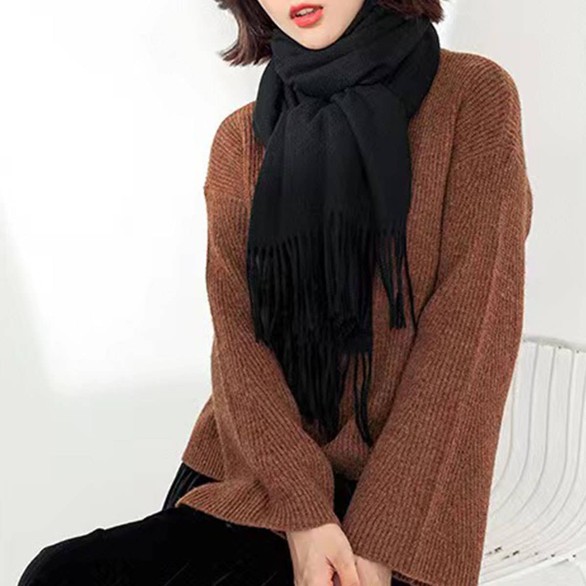Winter Scarf Shawl - Soft Warm Fringe Design