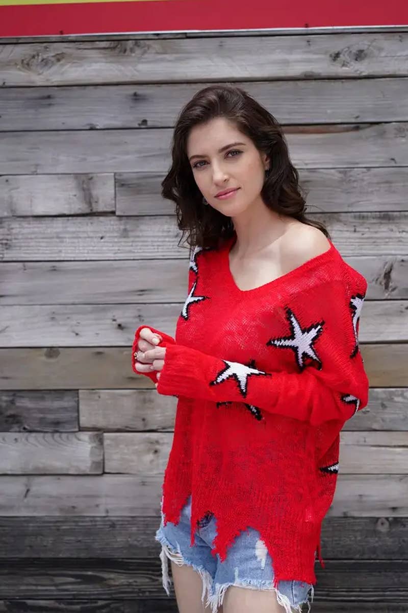 CWTTL1988_CREW NECK GEOMETRIC LOOSE SWEATER