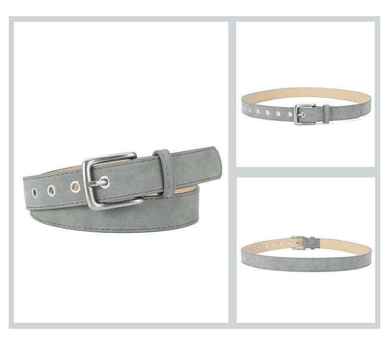 FROSTED TEXTURED PIN BUCKLE PU BELT