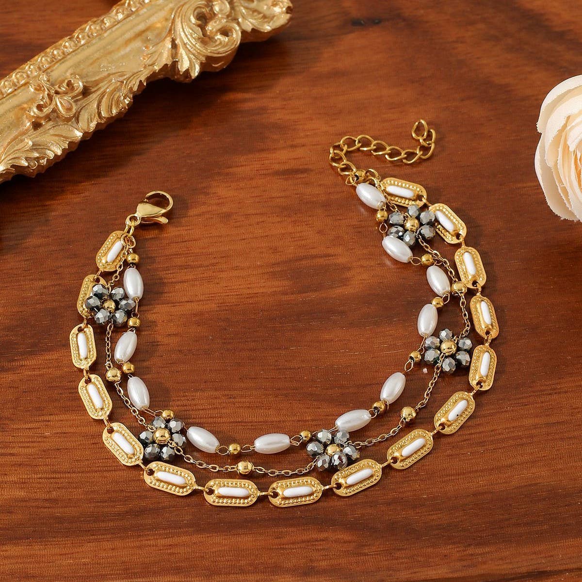 CRYSTAL PETALS 18K GOLD PLATED BRACELET