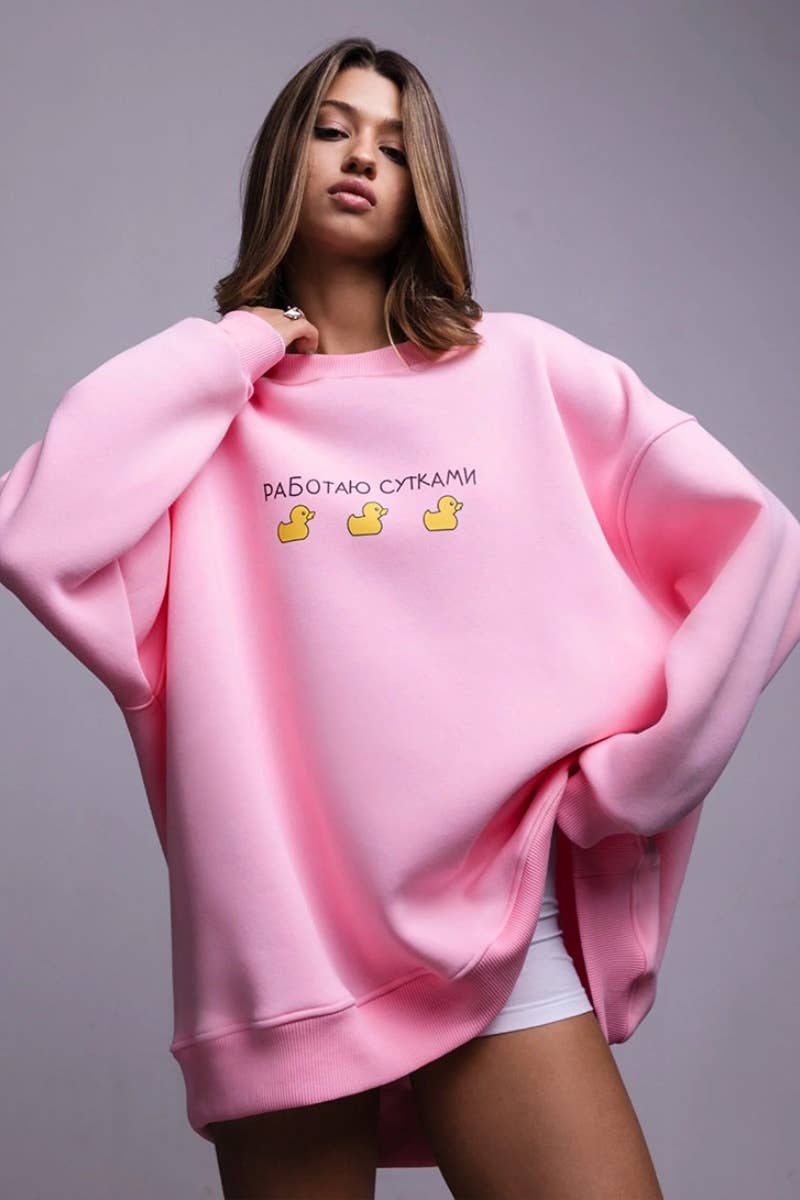 CWTBLL1667_AUTUMN WINTER DUCK PRINT LONG-SLEEVED HOODIE