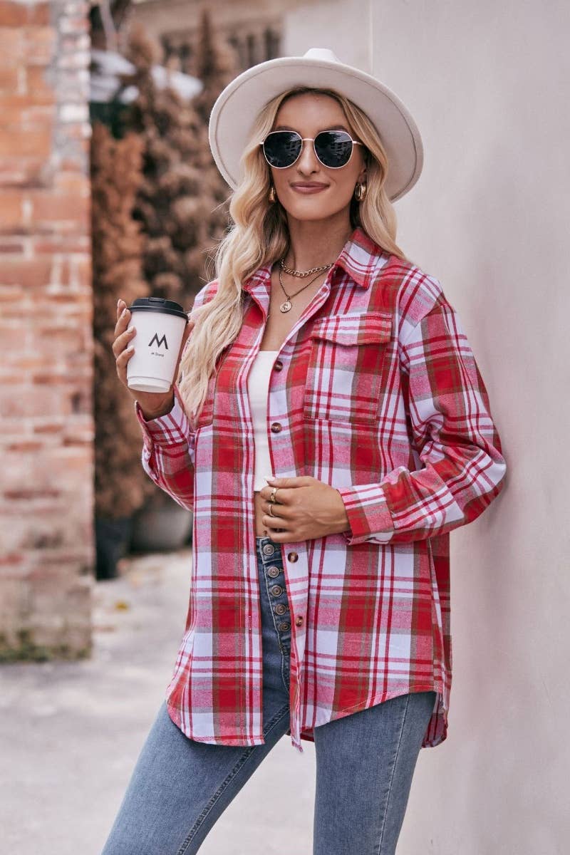 CWTSTL2191_PLAID LONG-SLEEVED BUTTON-UP SHIRT LONG