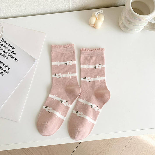 CUTE CARTOON PATTERN PURE COTTON MID-CALF SOCKS