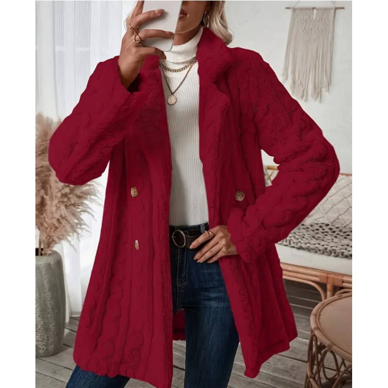 COMFORTABLE CASUAL WARM SUIT COLLAR FUR COAT