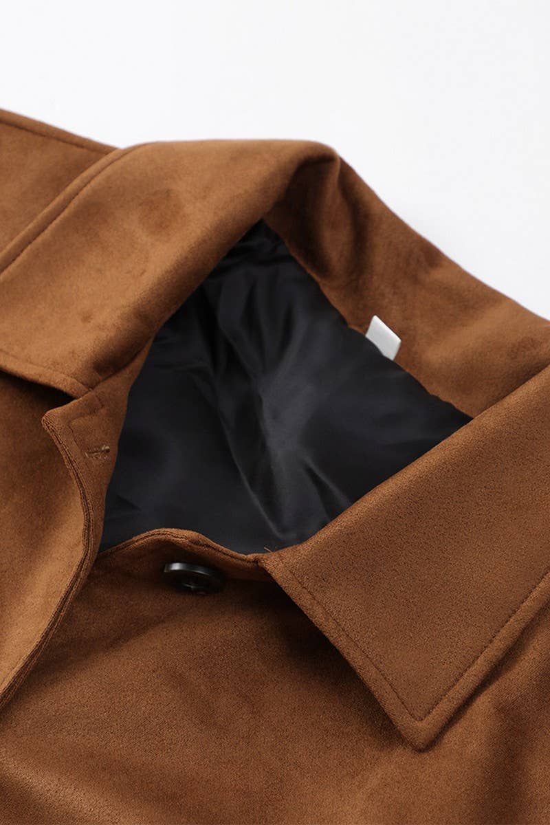 CWOCO0963_BROWN FROSTED LAPEL POCKET SINGLE-BREASTED JACKET