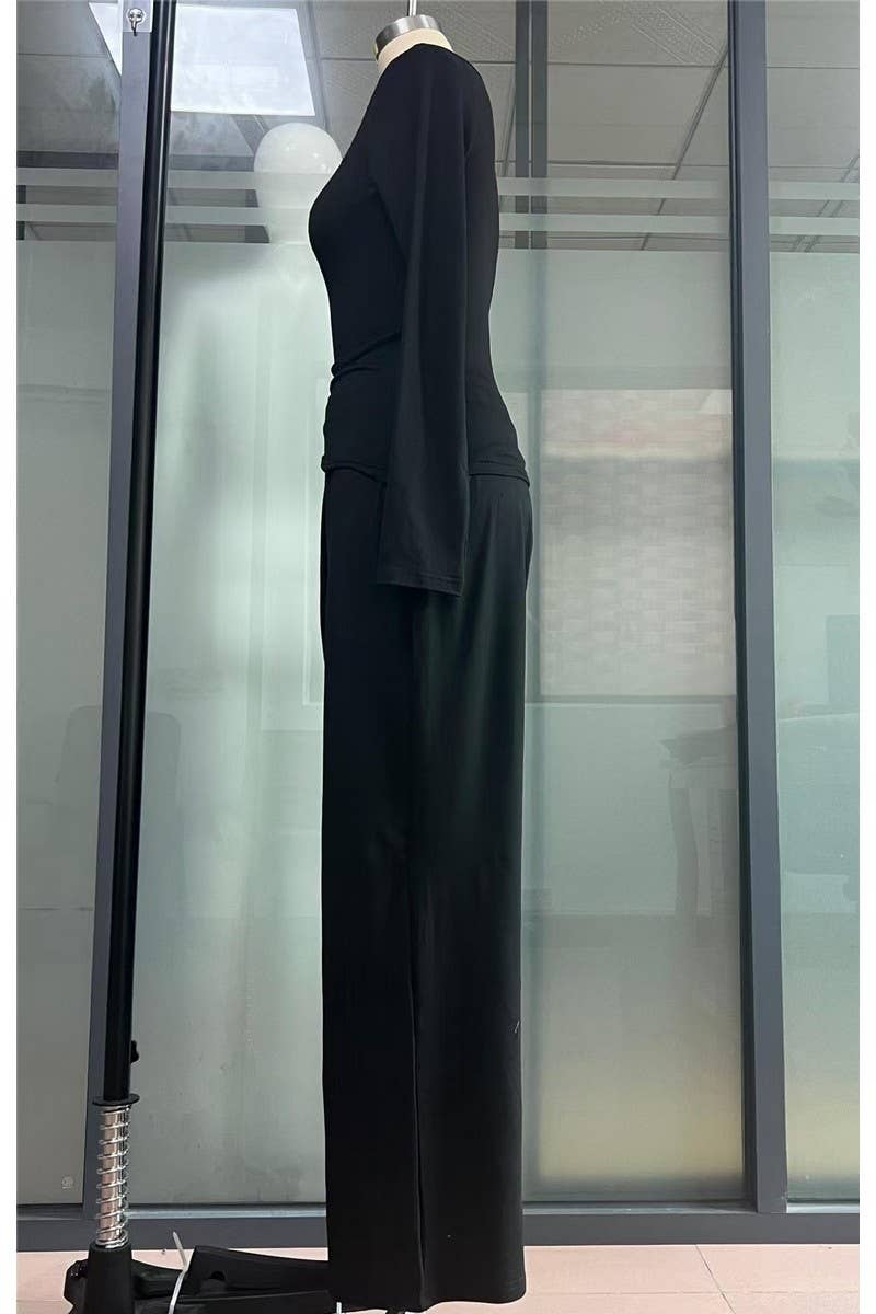 CWSTB00484_FALL WOMEN 2 PIECE LOUNGE SET ASYMMETRICAL TOP