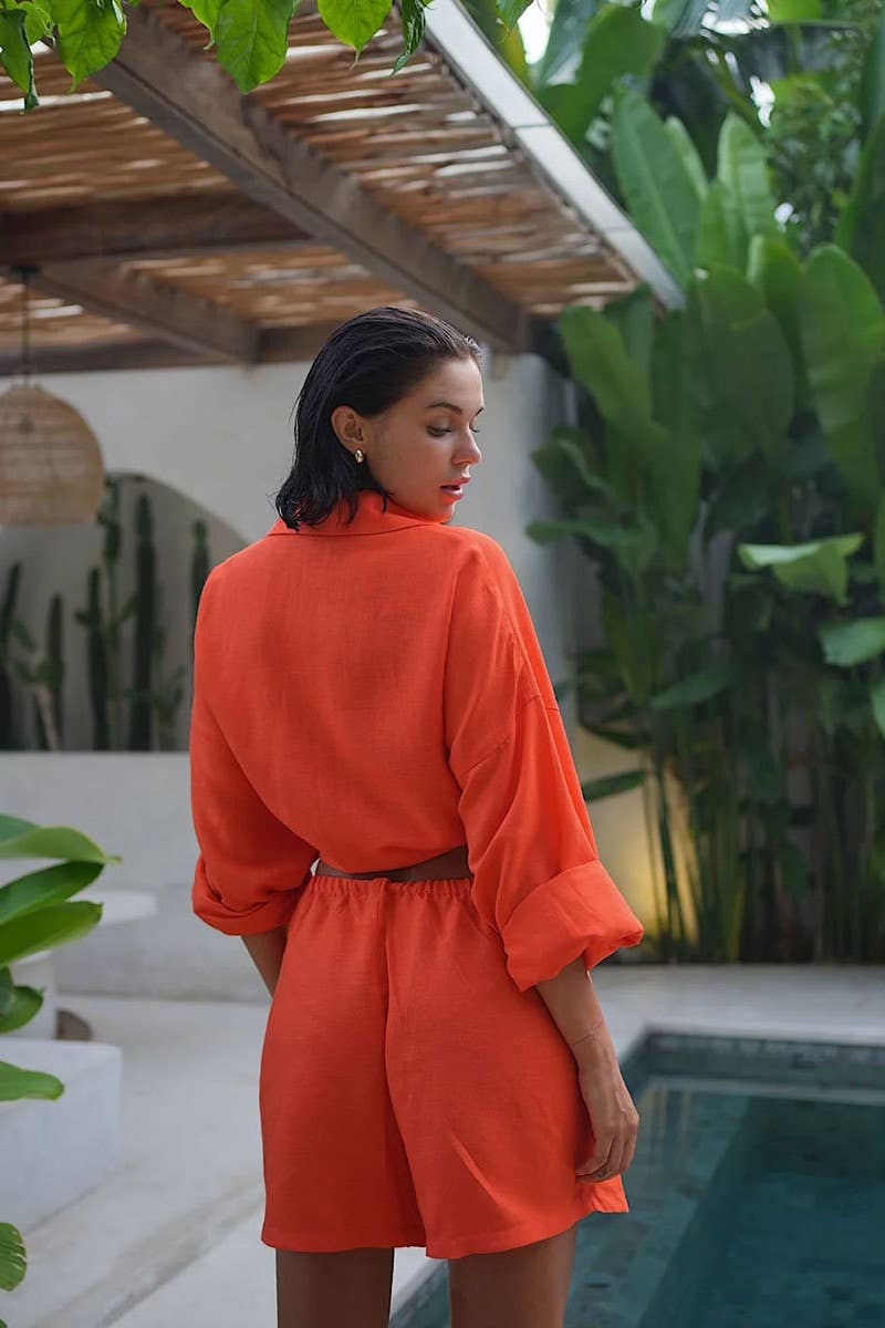 CWSS1170_SUMMER VACATION LOOSE SHIRT AND SHORTS SET