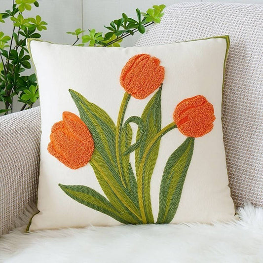 Cotton Cream Pillow Cover Sofa Bed Square Cushion