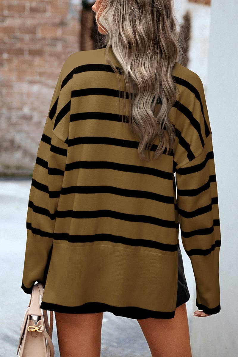 CWOSWL6509_STRIPED LOOSE-FITTING TURTLENECK SWEATER