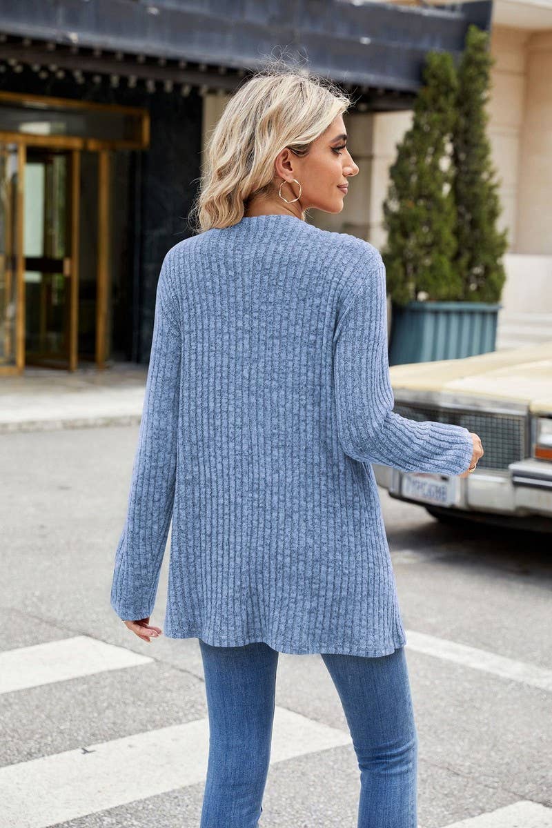 CWOCAL1917_LONG-SLEEVED FITTING BRUSHED KNITTED CARDIGAN