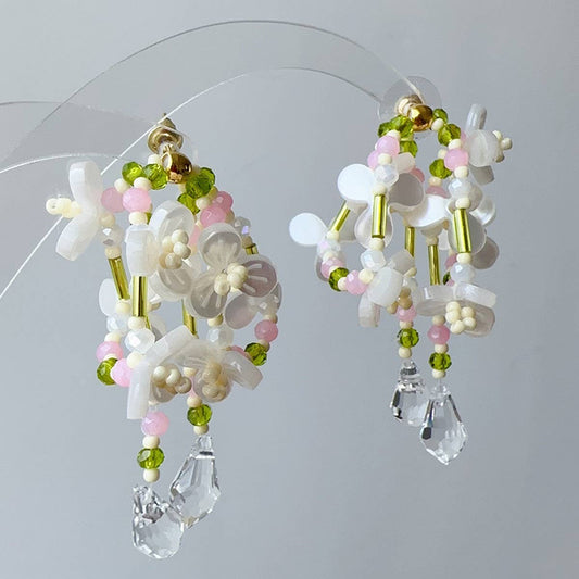 LIVELY AND PURE WATER DROP TASSEL EARRINGS
